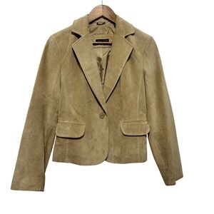 VTG Valerie Stevens Women Tailored Leather Suede‎ Blazer M Tan Western Cowgirl